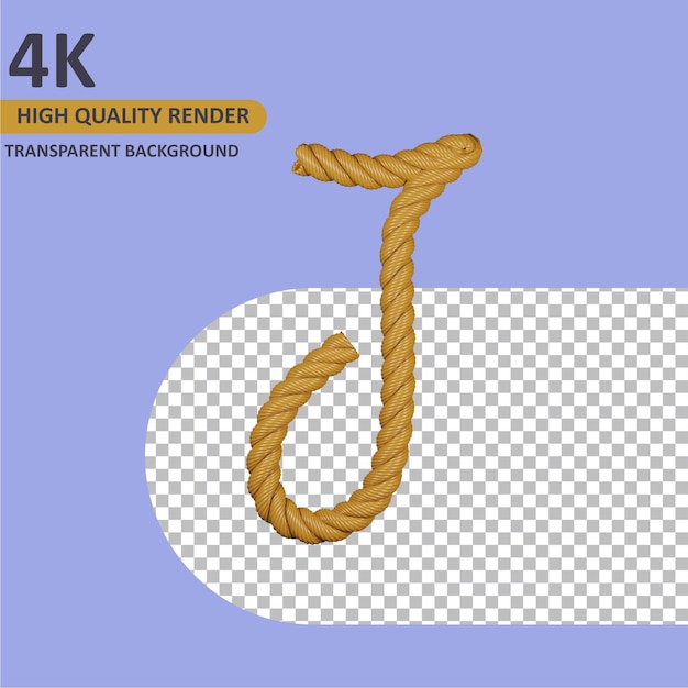 3d model rendering burlap rope alphabet uppercase letter j