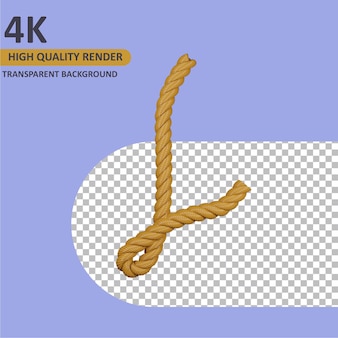 3d model rendering burlap rope alphabet uppercase letter l