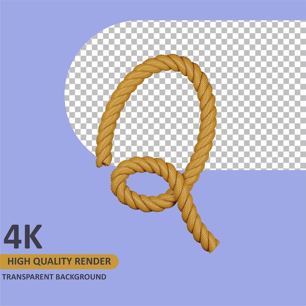 3d model rendering burlap rope alphabet uppercase letter q