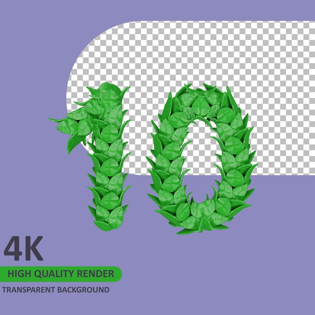 3d model rendering leaf shape number 10
