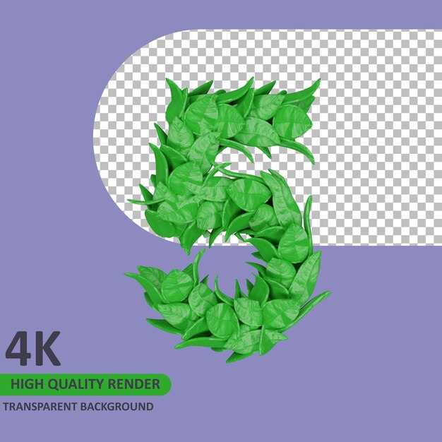 3d model rendering leaf shape number 5