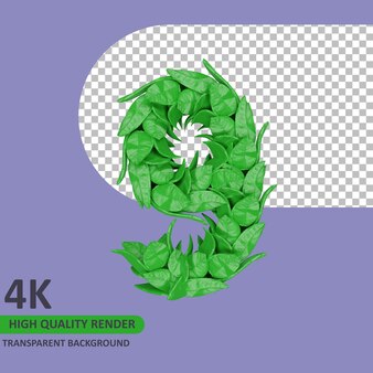 3d model rendering leaf shape number 9