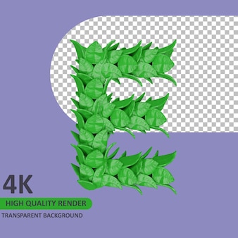 3d model rendering leaves alphabet uppercase letter e