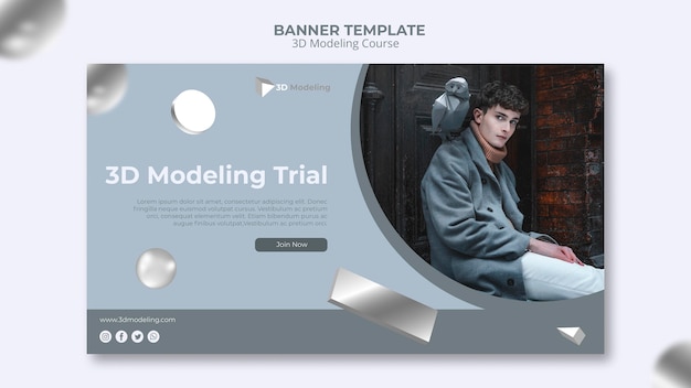 Free PSD 3d modeling course banner template