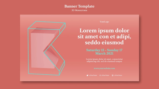 Modello di banner di forme monocromatiche 3d