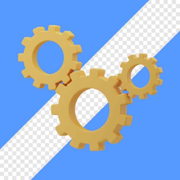 3d multiple gear icon with transparent background