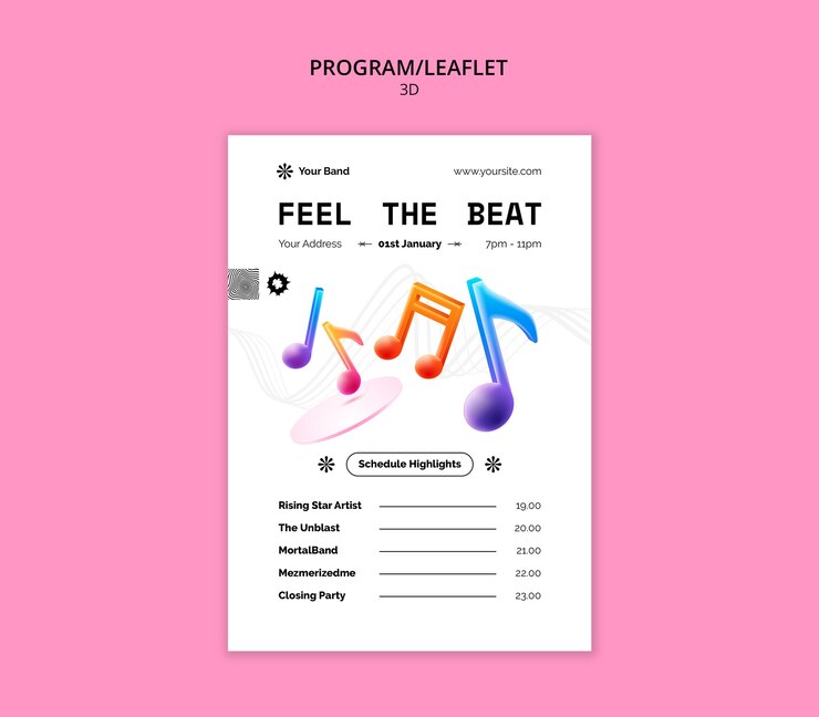 Free PSD 3d music template design