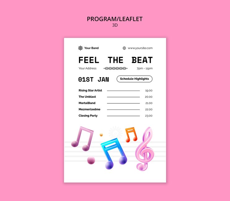 Free PSD 3d music template design