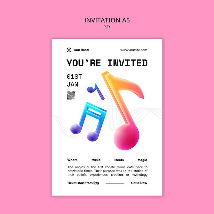 Free PSD 3d music template design