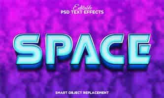 PSD gratuito effetto testo luce al neon 3d con sfondo spazio galassia