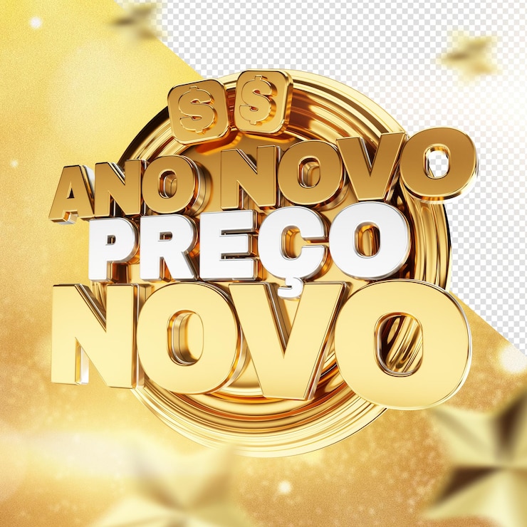 Free PSD 3d new year stamp new price promotional stamp for campaigns ano novo logo