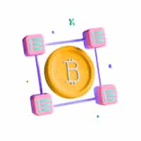 Free PSD 3d nft icon blockchain illustration