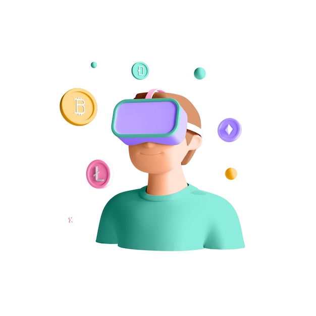 3d nft icon metaverse illustration