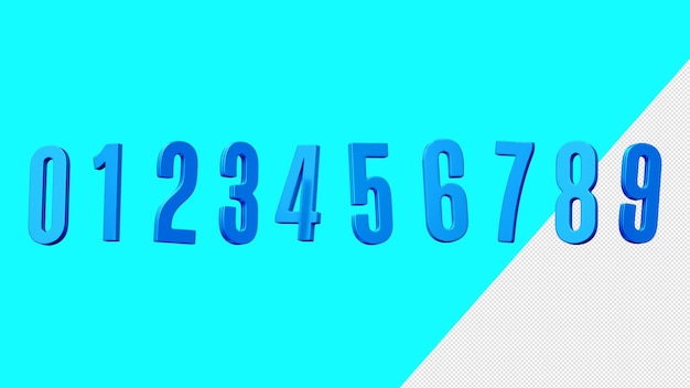 Free PSD 3d numbers galeana font with solid blue