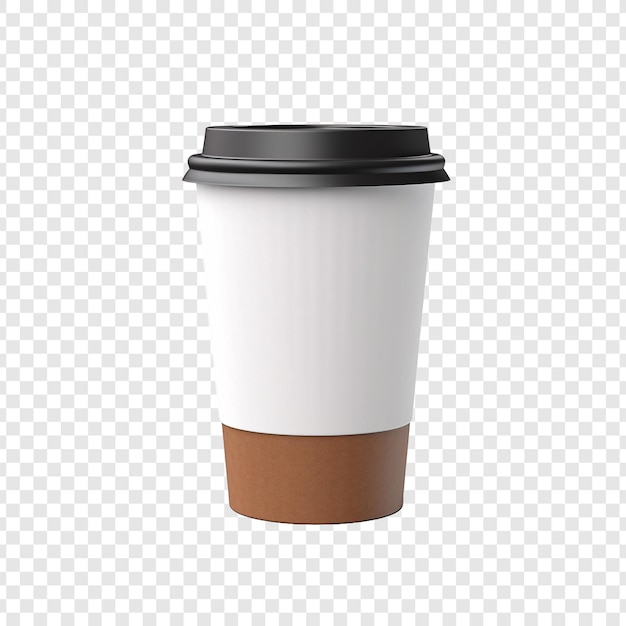 Download Free 3D Paper Coffee Cup PSD Template Isolated on Transparent Background