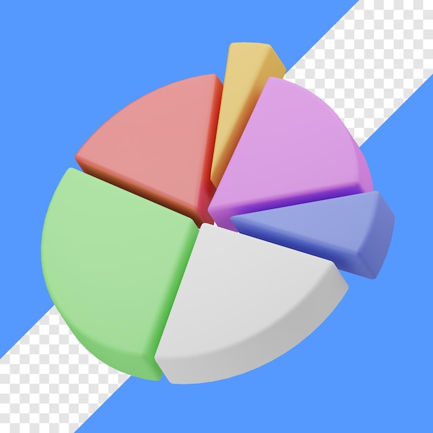 3d piechart icon with transparent background