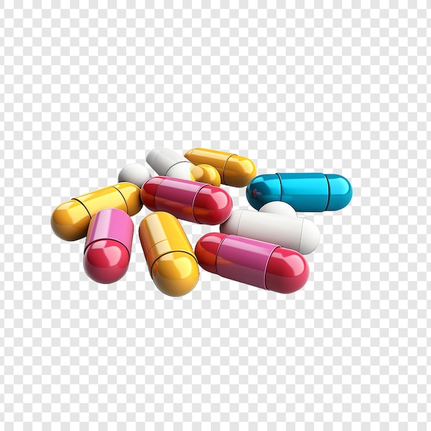 3d pills drug isolated on transparent background