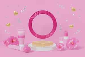 Free PSD 3d pink podium background