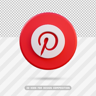 3d pinterest icon in 3d rendering isolated