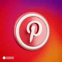 Free PSD 3d pinterest social media logo icon