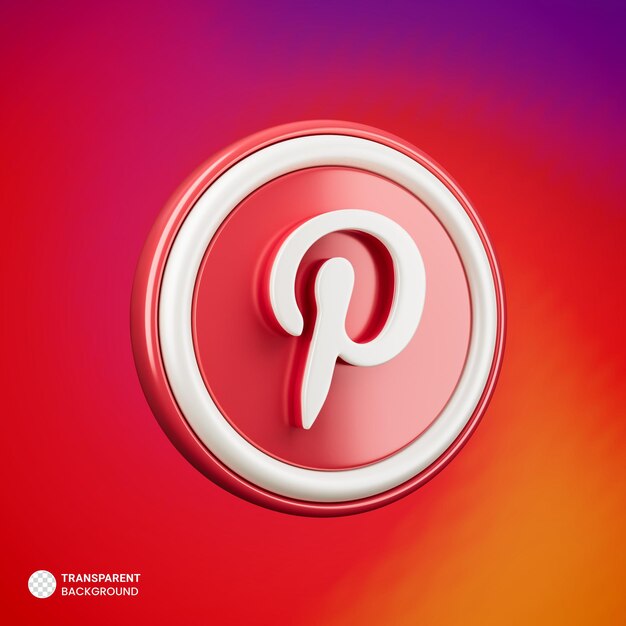 Значок логотипа социальных сетей 3D pinterest