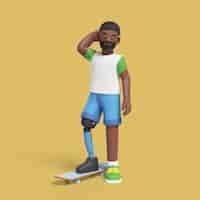 Free PSD 3d pose of man with reduced mobility