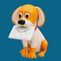 Free PSD 3d post icon with dog and letter