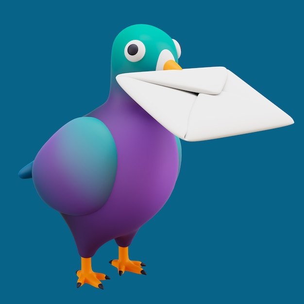 無料PSD 鳩と封筒の 3 d ポスト アイコン