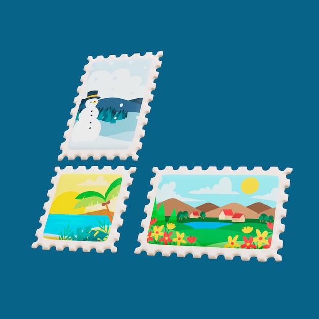 Free PSD 3d post icon with stamps