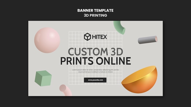 PSD gratuito modello di banner di stampa 3d