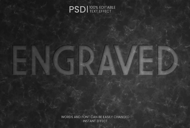 Free PSD 3d realistic black marble engraved text effect