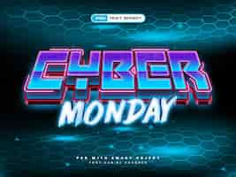 PSD gratuito effetto di testo 3d realistico di cyber monday