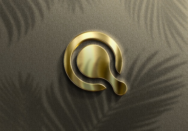3d realistic golden logo mockup