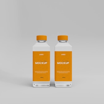 3d realistic juice glass bottle mockup