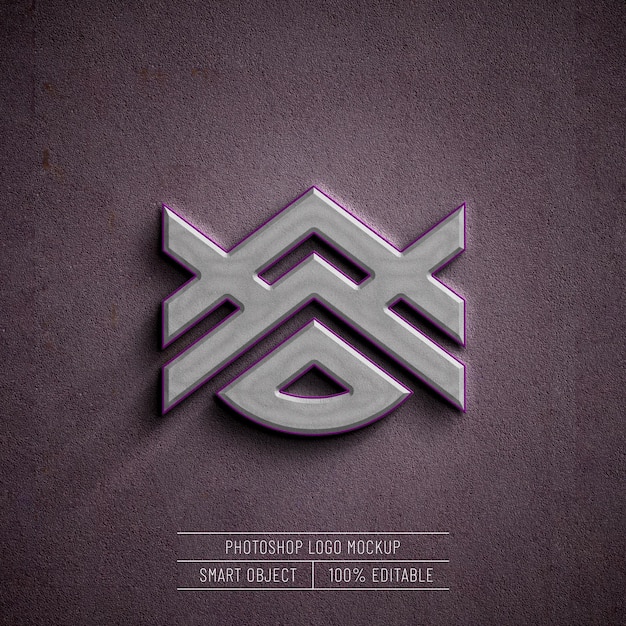 Free PSD 3d realistic logo mockup on concrete wall