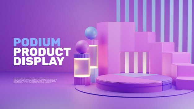 3D Realistic Modern Colorful Podium Product Display