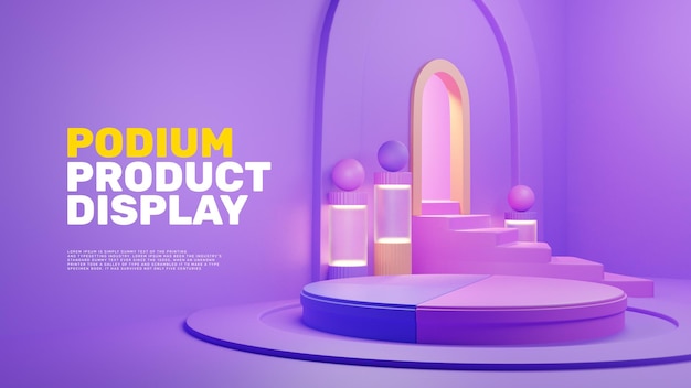 3D Realistic Modern Colorful Podium Product Display