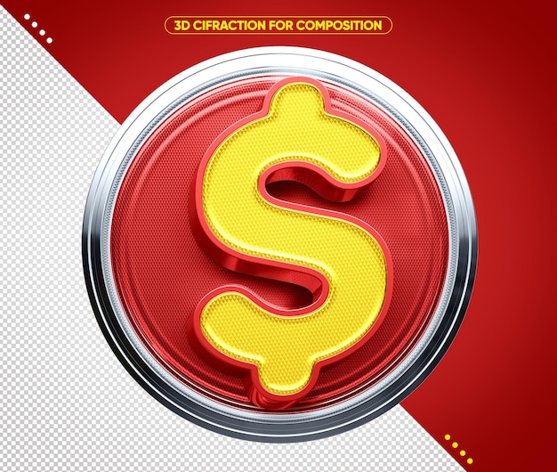 3d red cipher icon for sales