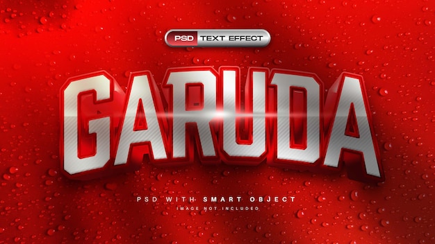 Текстовый эффект 3D Red Garuda PSD