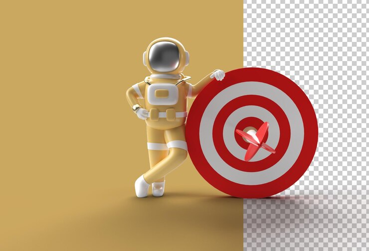  3d render astronaut with target Premium Psd