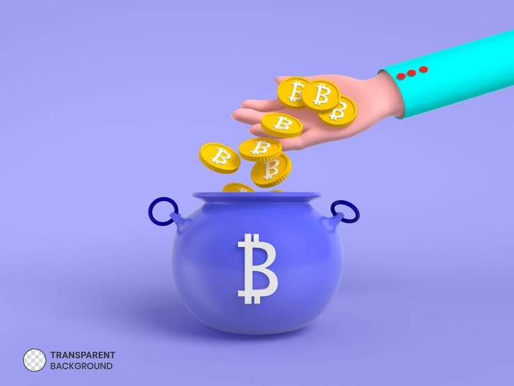 मुफ़्त PSD 3d render bitcoin pot isolated icon