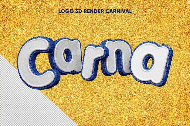 3d 렌더링 파란색과 흰색 carna 로고