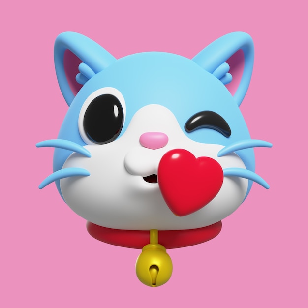 Free PSD 3d render of cat emoji