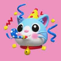 Free PSD 3d render of cat emoji