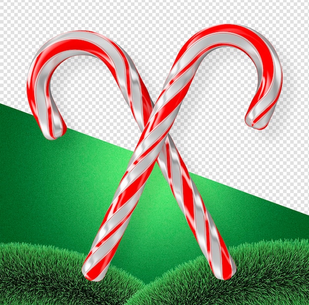 Free PSD 3d render christmas candy for christmas decoration and composition