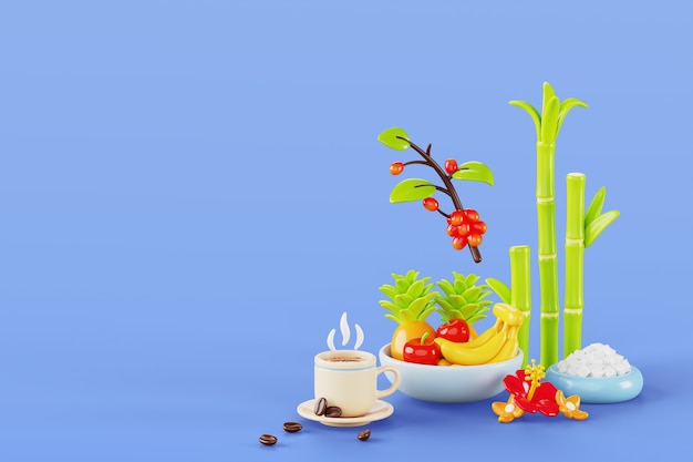 Free PSD 3d render of colombia still life background