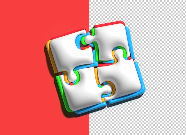 Free PSD 3d render colorful puzzle web icon png