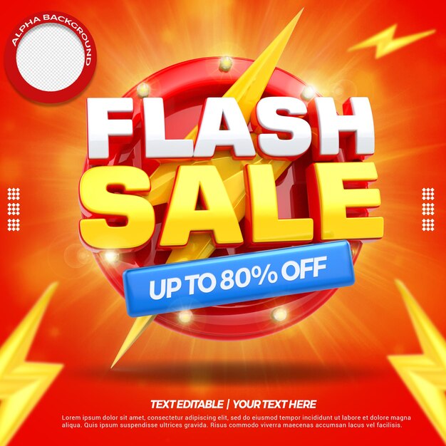 3d render concept flash sale with 80 percent off