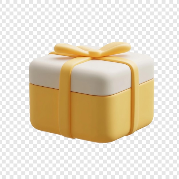 3D Render of a Cute Yellow Gift Box with a White Top and a Yellow Ribbon