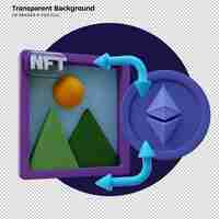 Free PSD 3d render ethereum nft crypto art collectibles concept